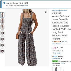 Blue and Orange/peach cinched jumpsuit